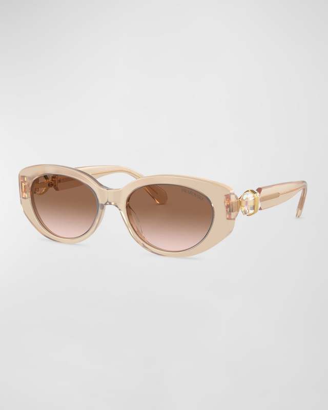 Imber Crystal Embellished Acetate Oval Sunglasses