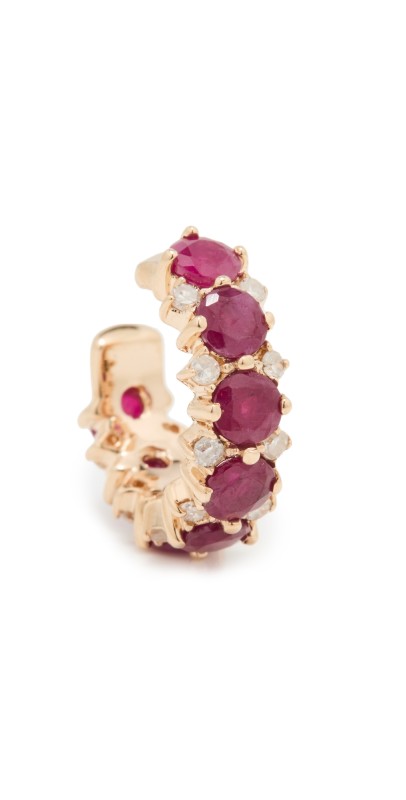 Adina Reyter 14k Amalfi Ruby and Diamond Ear Cuff Gold