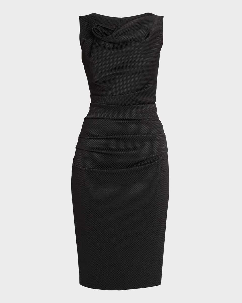 Cowl-Neck Sleeveless Waffle Pique Dress