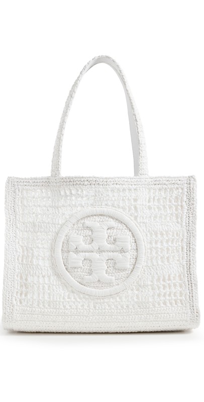 Tory Burch Ella Hand Crocheted Small Tote Whit