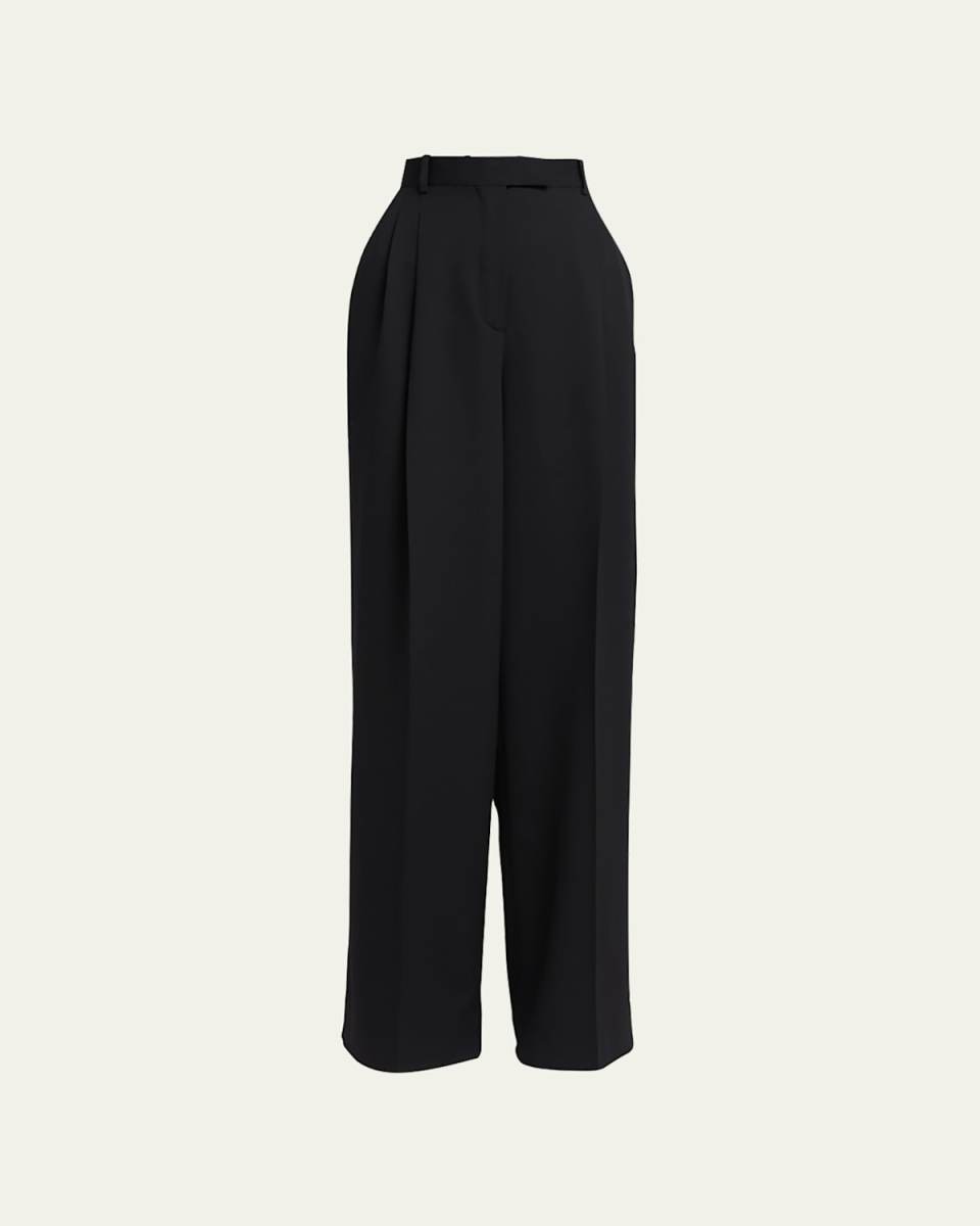 Informal Wide-Leg Wool Pants
