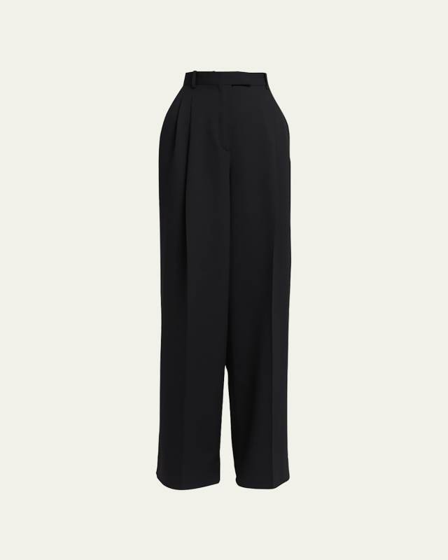 Informal Wide-Leg Wool Pants