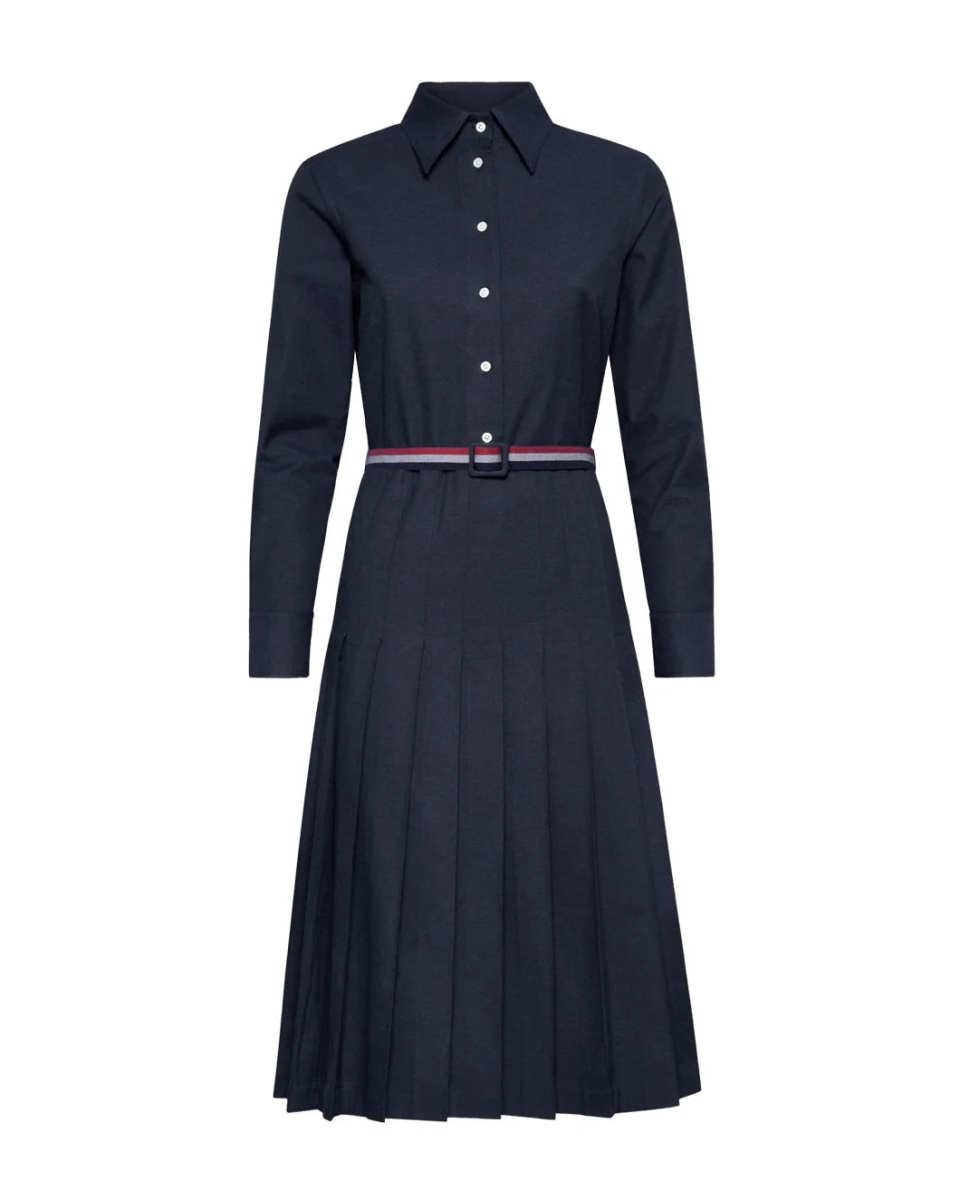Knee Length Long Sleeve Pleated Dress