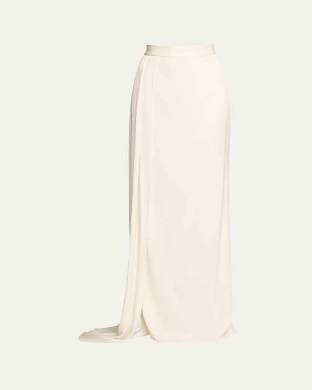 Column Satin Crepe Sash Skirt