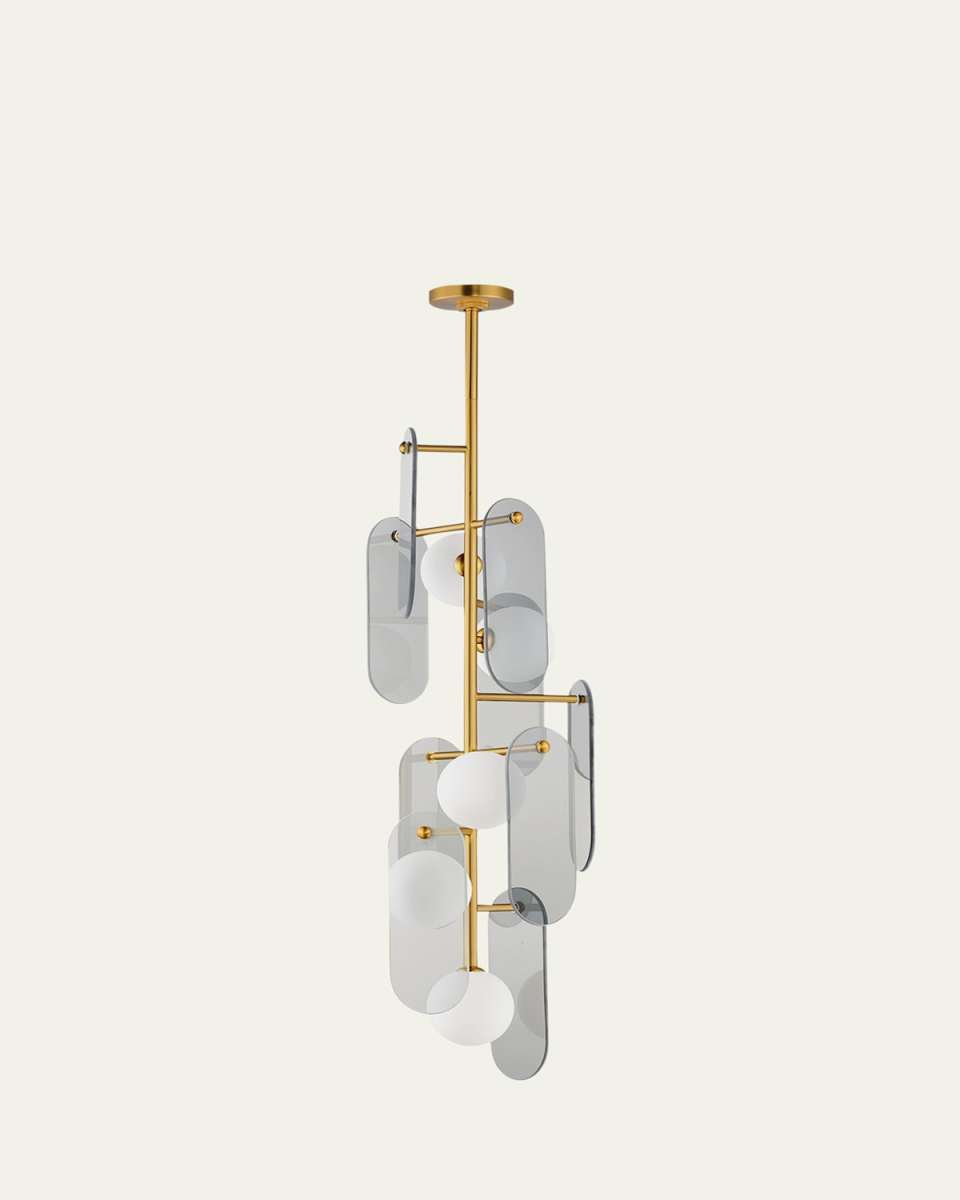 Megalith Mirror Smoke Glass 42" 5-Light Vertical Chandelier