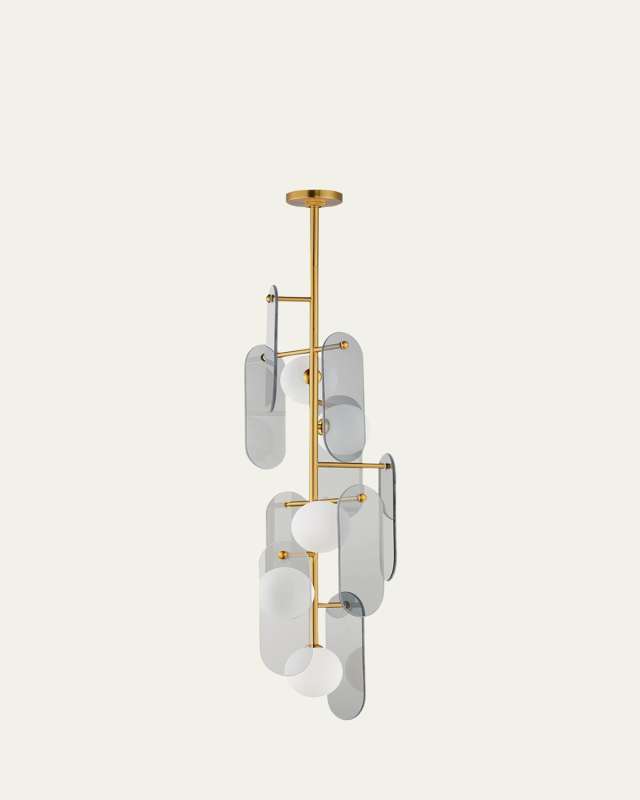 Megalith Mirror Smoke Glass 42" 5-Light Vertical Chandelier