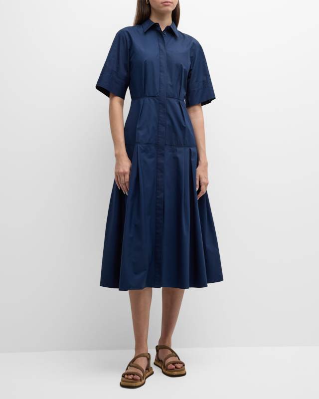 Pleated Midi Shirtdress