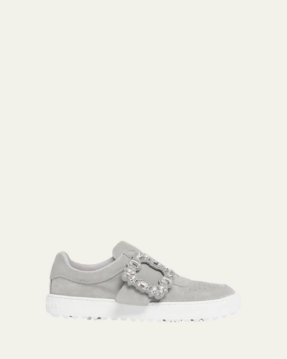 Very Vivier Suede Buckle Slip-On Sneakers