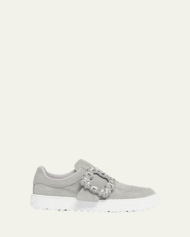 Very Vivier Suede Buckle Slip-On Sneakers