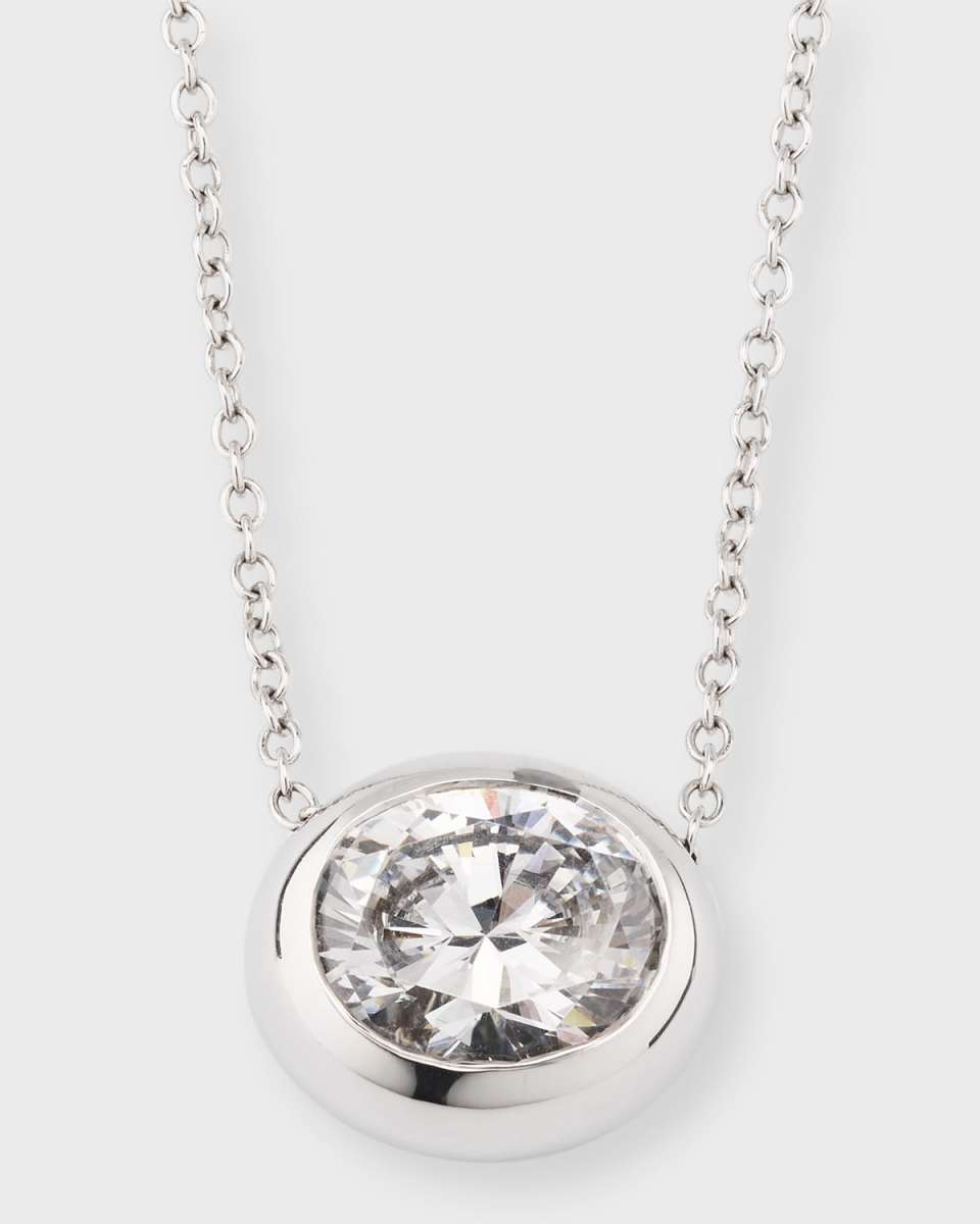 Cubic Zirconia Bezel Set Oval Necklace