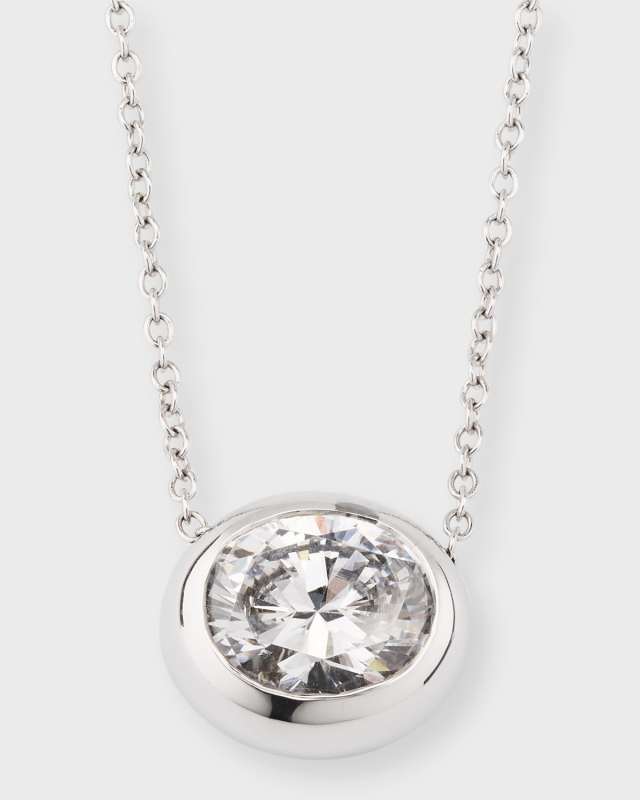 Cubic Zirconia Bezel Set Oval Necklace