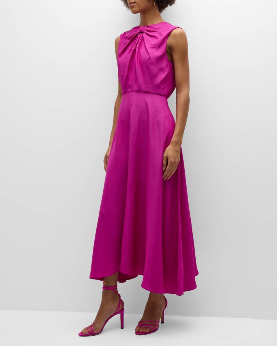 Marla Sleeveless Bow Midi A-line Dress