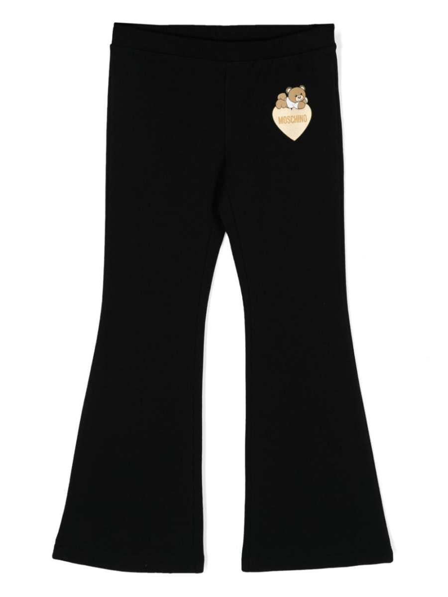 logo-print flared jersey trousers