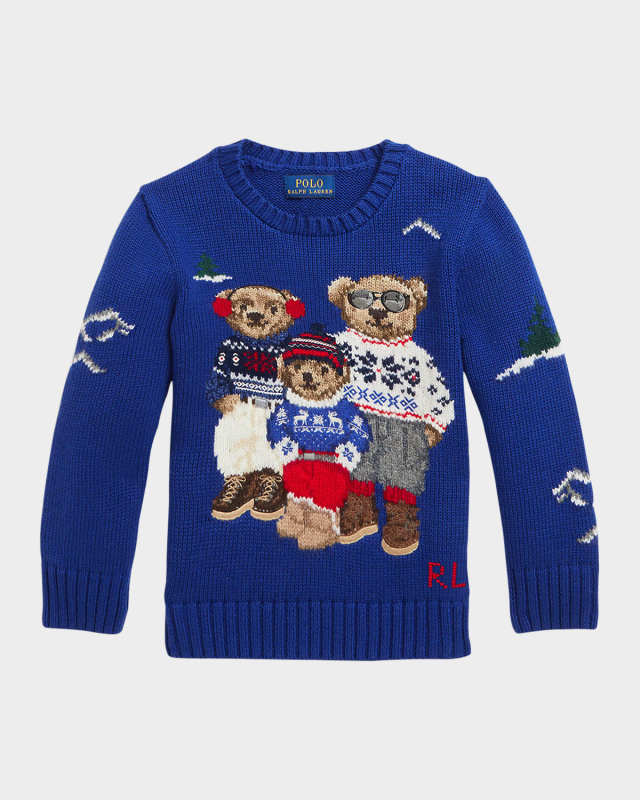 Boy's Polo Bear Intarsia Sweater, Size S-XL