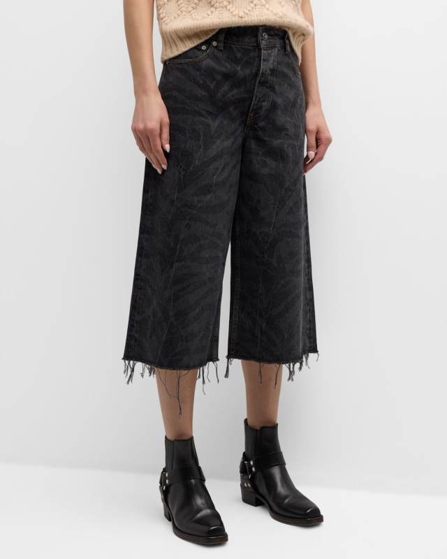 Long Laser Denim Shorts