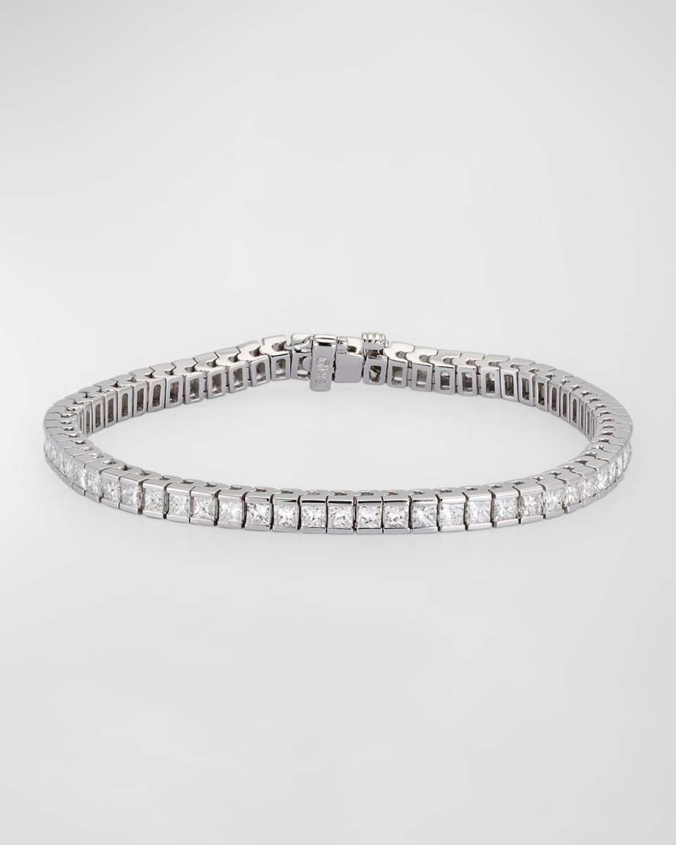Estate 18K White Gold Princess Cut Diamond Channel Set Tennis Bracelet