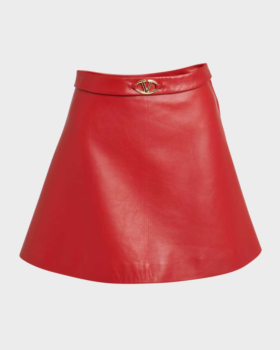 Evolution V-Logo Nappa Leather Mini Skirt