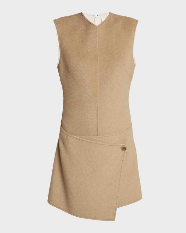 Melton Wool-Cashmere Double-Face Sleeveless Mini Dress