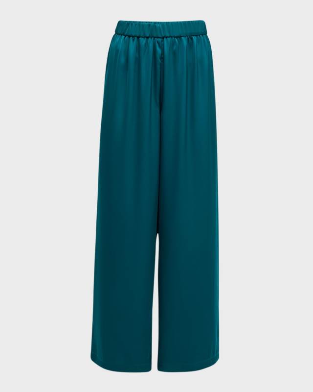 Wide-Leg Charmeuse Crepe De Chine Pants