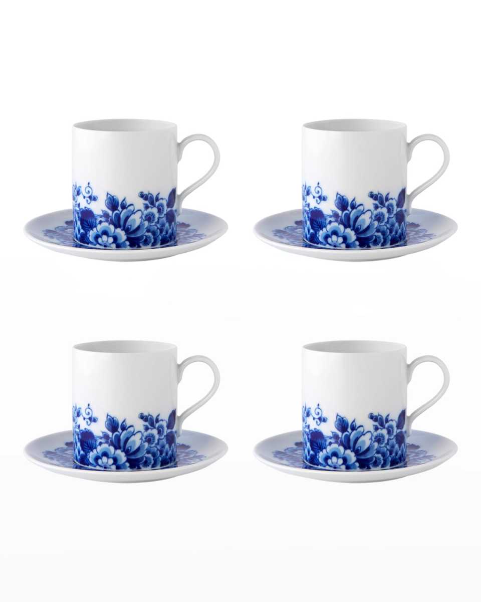 Blue Ming Teacups & Saucers, Set of Four