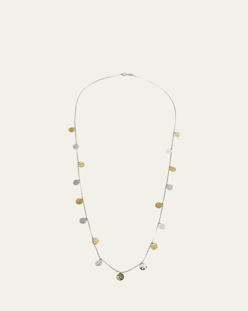 Long Hammered Paillette Disc Necklace in Chimera