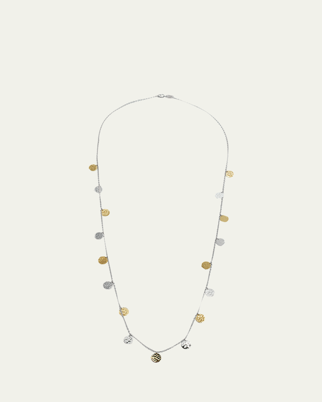 Long Hammered Paillette Disc Necklace in Chimera