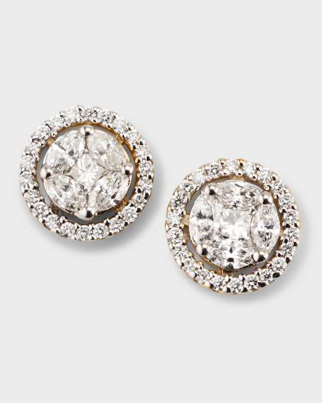 Framed Mosaic Diamond Stud Earrings