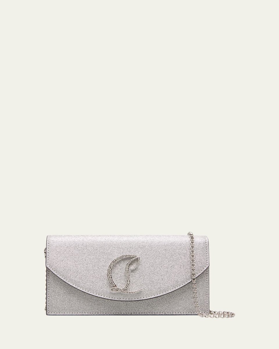 Loubi54 Small Wallet on Chain in Glittered Leather