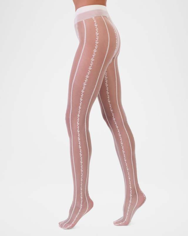 Anemone Sheer Floral Striped Tights