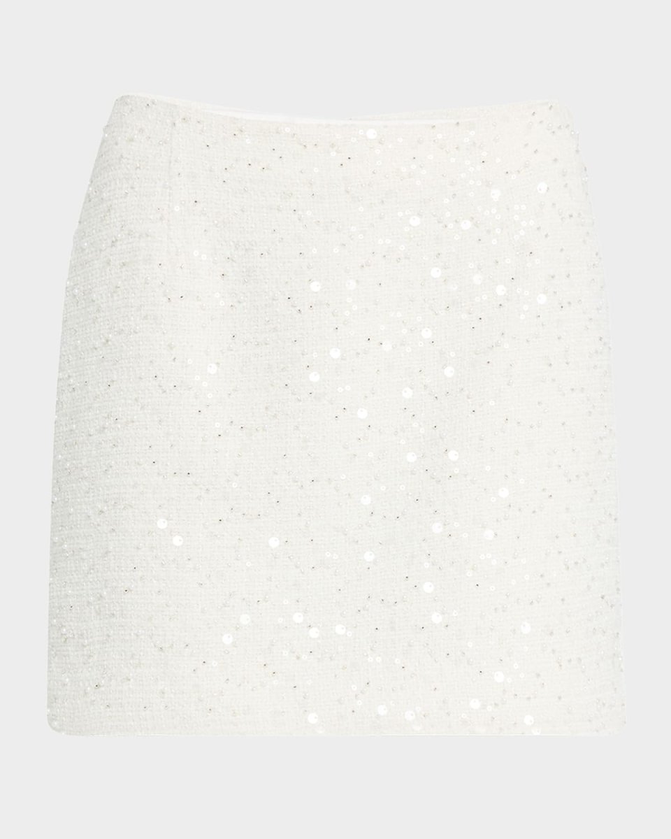 Bead & Sequin Tweed Mini Skirt