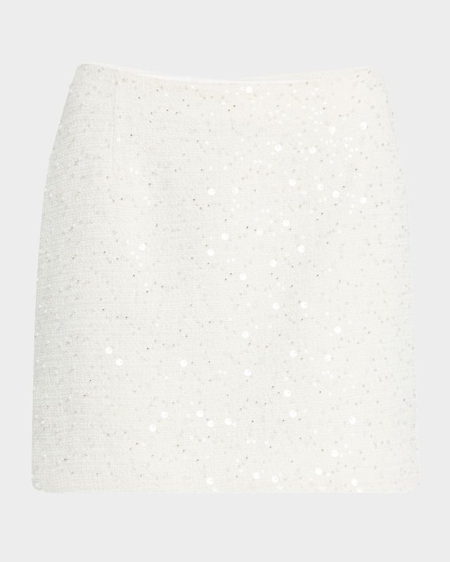 Bead & Sequin Tweed Mini Skirt
