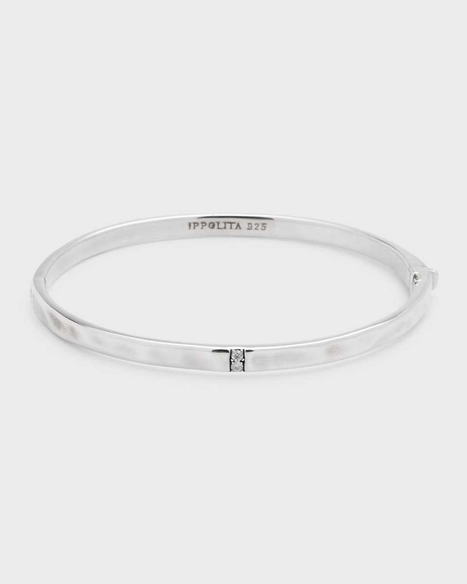 Hinged Bangle in Sterling Silver with Diamonds