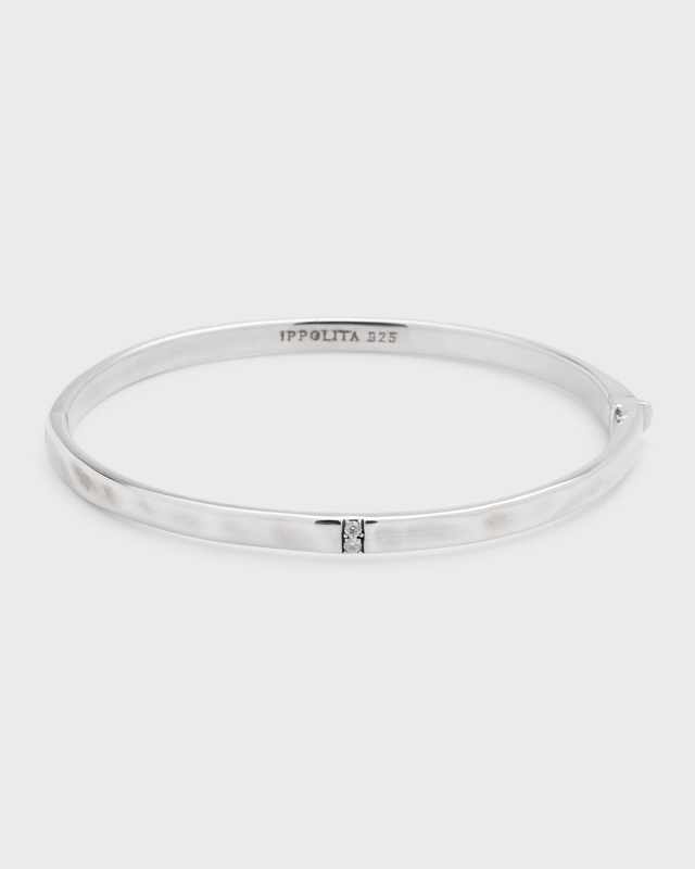 Hinged Bangle in Sterling Silver with Diamonds