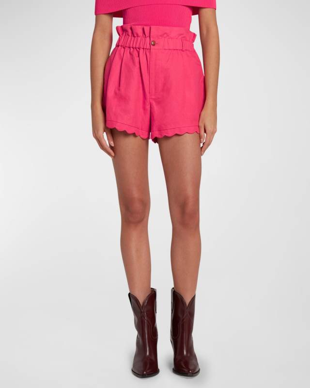 Tailored Paper Bag Linen-Blend Shorts