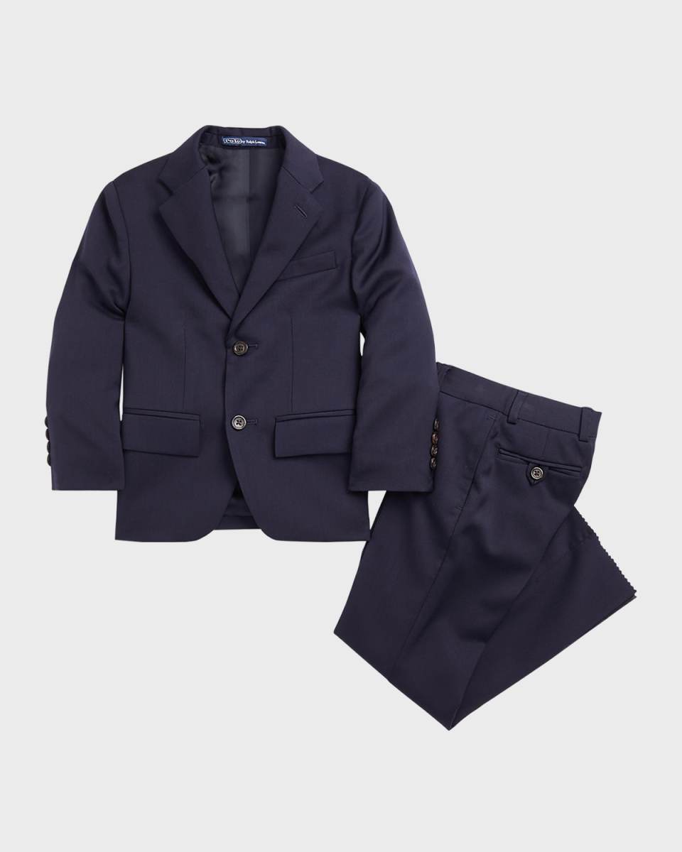 Boy's Tailored Wool Twill Two-Piece Suit, Size 8-18