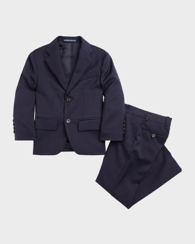Boy's Tailored Wool Twill Two-Piece Suit, Size 8-18