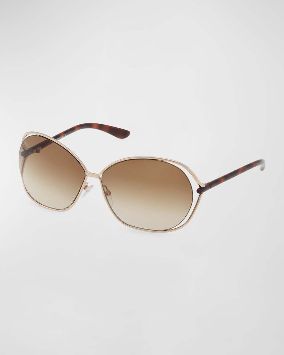 Carla Cut-Out Metal & Acetate Round Sunglasses