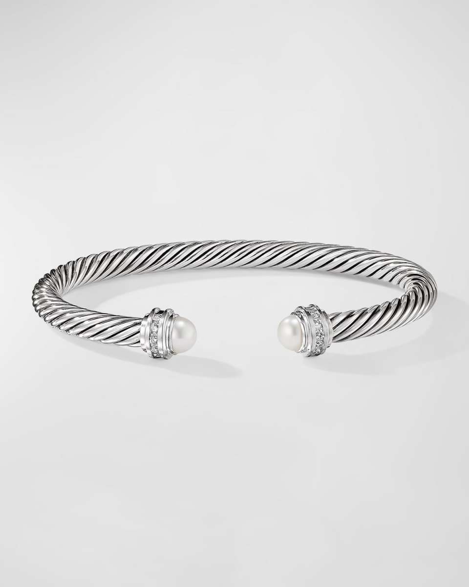 Cable Bracelet with Gemstones in Silver