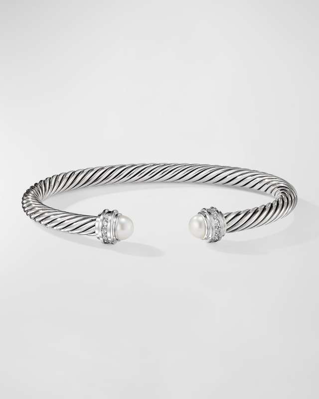 Cable Bracelet with Gemstones in Silver