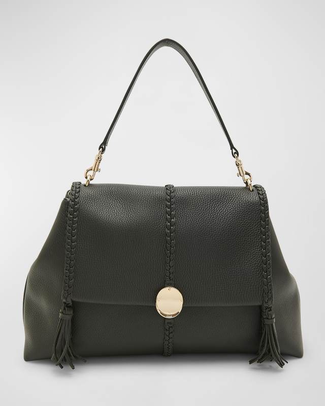 Penelope Large Top-Handle Bag in Smooth Grained Leather