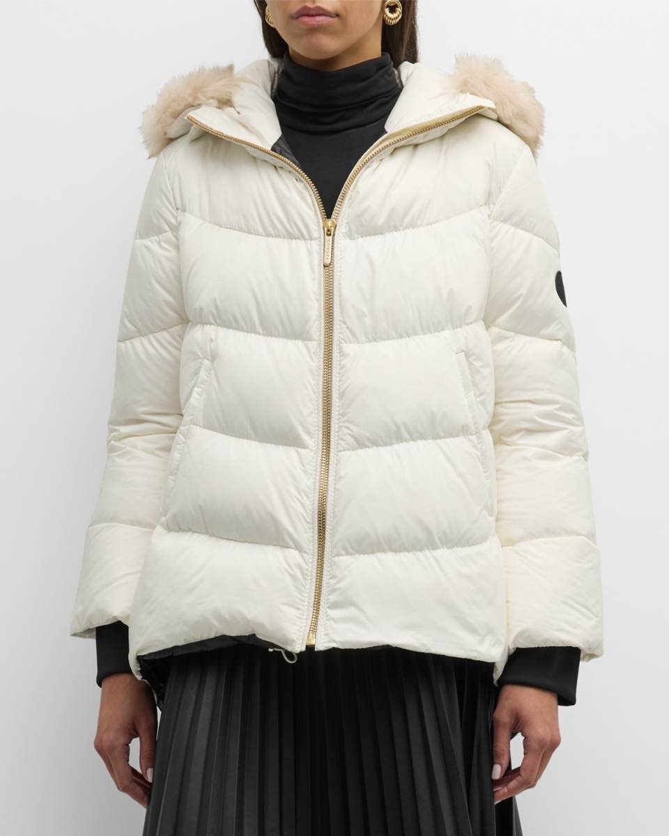Apres-Ski Puffer Jacket with Detachable Toscana Lamb Shearling Hood Tri