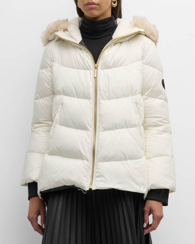Apres-Ski Puffer Jacket with Detachable Toscana Lamb Shearling Hood Tri