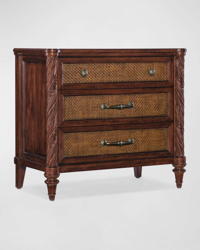 Charleston 3-Drawer Cane Nightstand