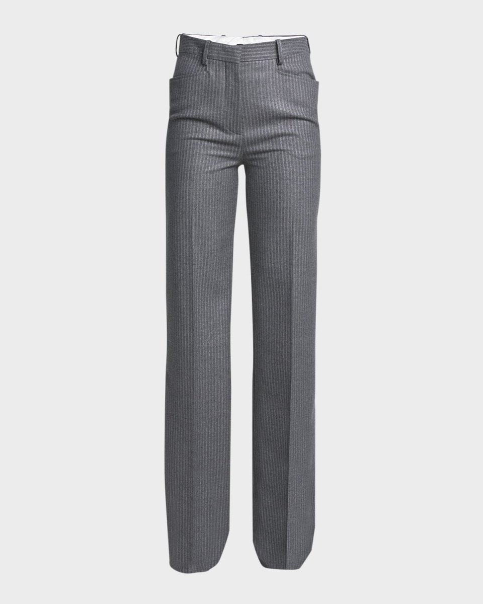 Metallic Striped Wool Flannel Bootcut Pants