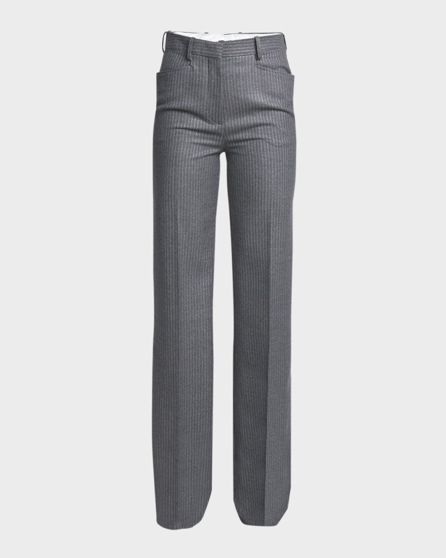 Metallic Striped Wool Flannel Bootcut Pants