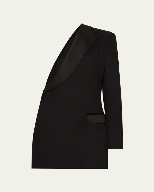 Gabardine One-Shoulder Jacket
