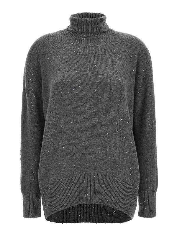Brunello Cucinelli Pull Col Roulé - Gris