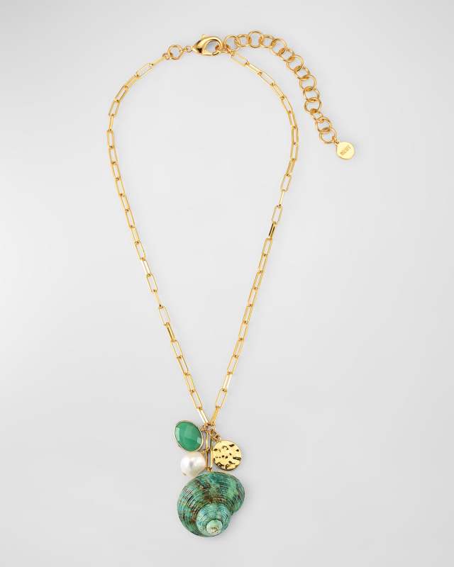 Green Seashell Charm Necklace