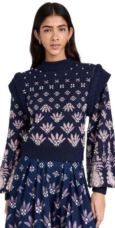 FARM Rio Ainika Martina Knit Sweater Ainika Martina Dark Blue