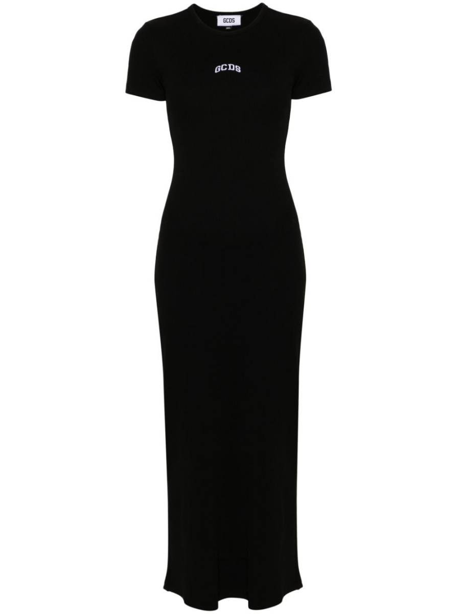 logo-embroidered maxi dress